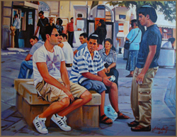 Kibitzing-Ben Yehuda St, Jerusalem (40.6 X 50.8 cm)