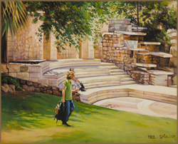 Walking with Knapsack, Jerusalem (40.6 X 50.8 cm)