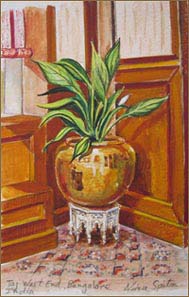 Taj West End Brass Pot, Bangalore, India (5x8 inches)