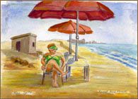 Lady on the Beach, Tel Aviv, Israel (6x8 inches)